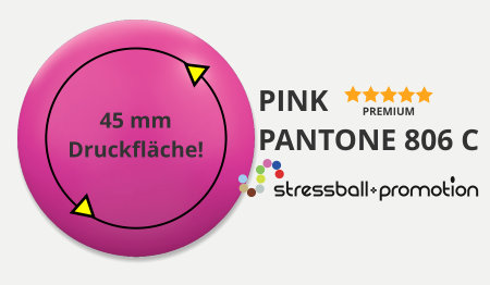 Stressball pink mit grosser Druckfläche 45mm im Durchmesser