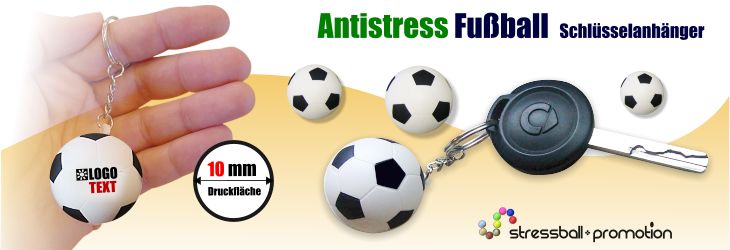 Antistressball Fußball Bild mit einem Schlüsselanhänger mit bedruckbaren Antistress Fußball
