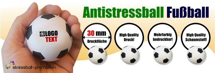 Anti-Stress-Ball Fußball - Bild mit Fußbällen als Antistress Werbeartikel, bedruckbar mit Ihrer Werbung