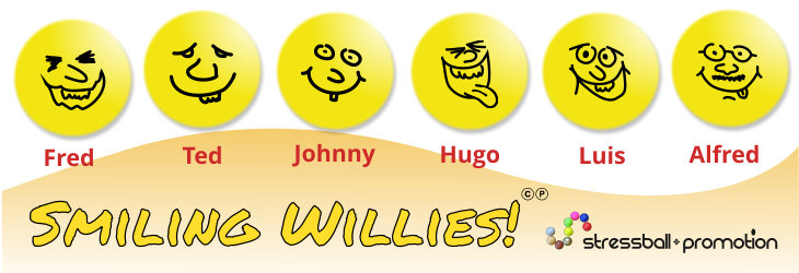 Stressbälle Smiling Willis - Antistressbälle bedrucken lassen