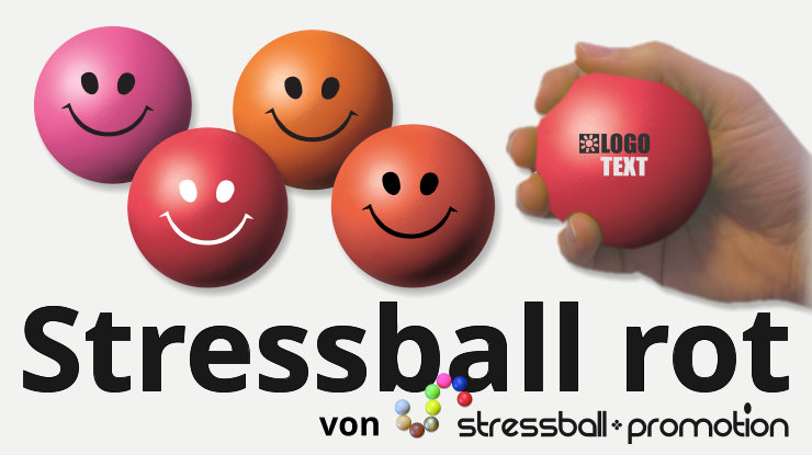 stressball in rot - Bild mit einem roten Stressball in rot bedrucken mit Logo oder Slogan als Werbeartikel